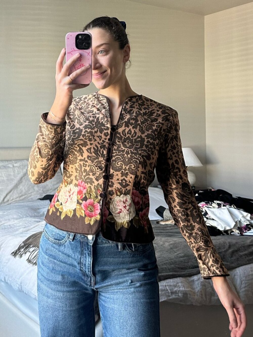 Papell Petites - Vintage Silk Floral Baroque Jacket - Size 6P